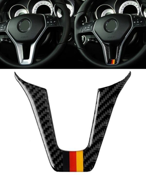 Car German Flag Carbon Fiber Steering Wheel Decorative Sticker for Mercedes-Benz
