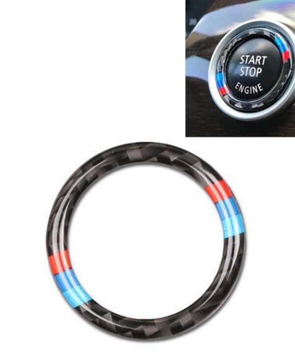 Car Carbon Fiber Soft Panel Engine Start Key Push Button Ring Trim Decorative Sticker for BMW E90 / E92 / E93  2005-2012