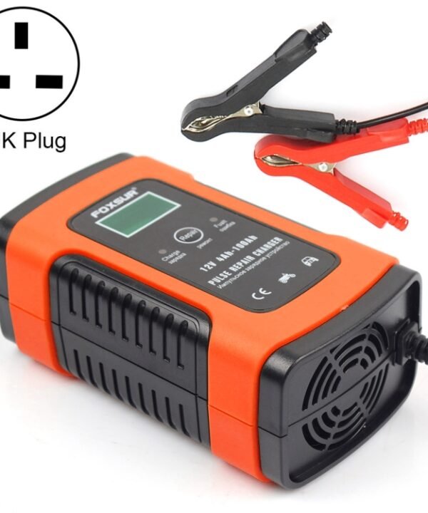 12V 6A Intelligent Universal Battery Charger for Car Motorcycle, Length: 55cm, UK Plug, UK Plug (Red), UK Plug (Yellow)