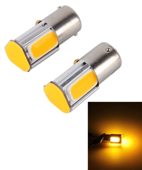 2 PCS 1156/Ba15s 5W 4 COB LEDs Car Turn Light, DC 12V, 1156+5W Yellow Light