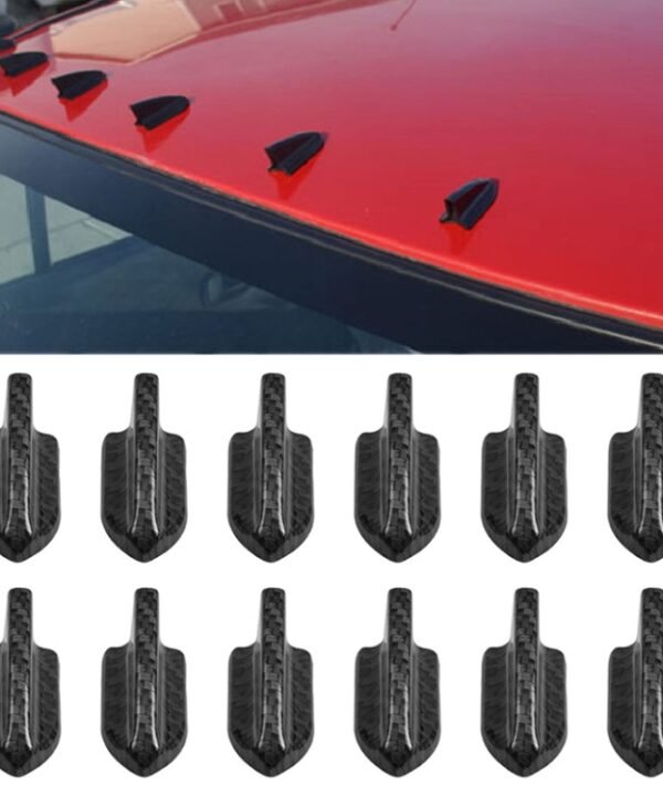 10 PCS Universal Car Carbon Fiber Texture Shark Fin Diffuser Vortex Generator Roof Spoiler