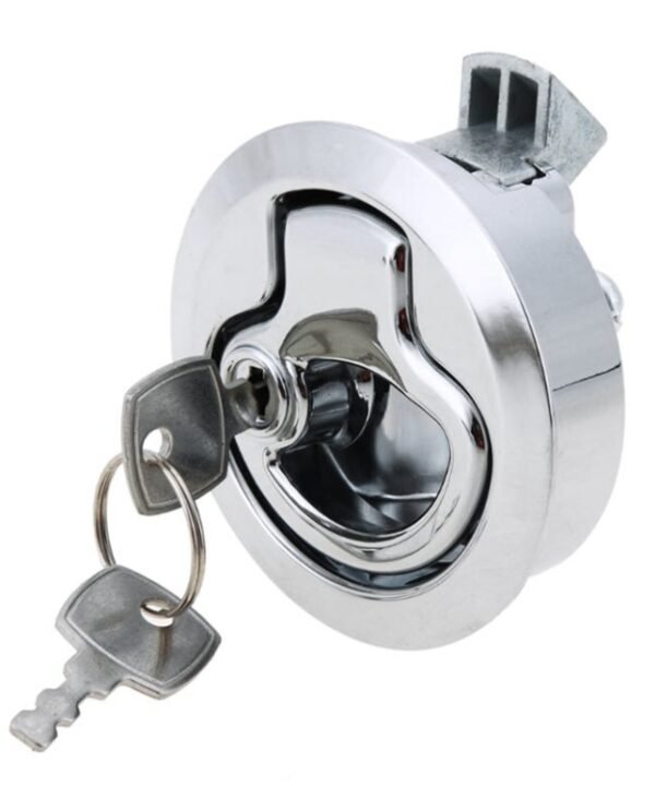 RV / Yacht / Washroom Door Catch Latch Release Cupboard Door Stop Drawer Cabinet Locker, with Key(Silver)