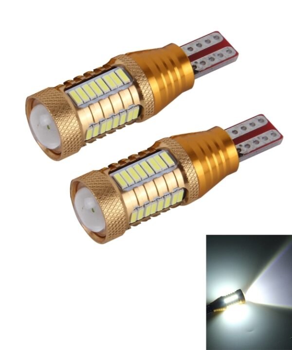 2 PCS  T15-4014-32SMD + 1 5W 650LM White Light LED Decode Car Clearance Lights Lamp, DC12V（Gold）