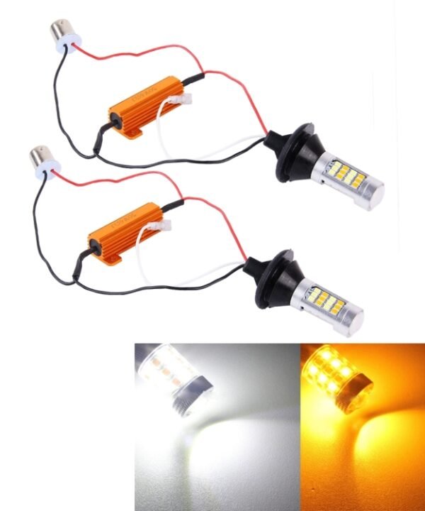 2 PCS 1156/BA15S/BAU15S 10W 1000 LM 6000K White + Yellow Light DRL&Turn Light with 42 SMD-2835-LED Lamp，DC 12-24V