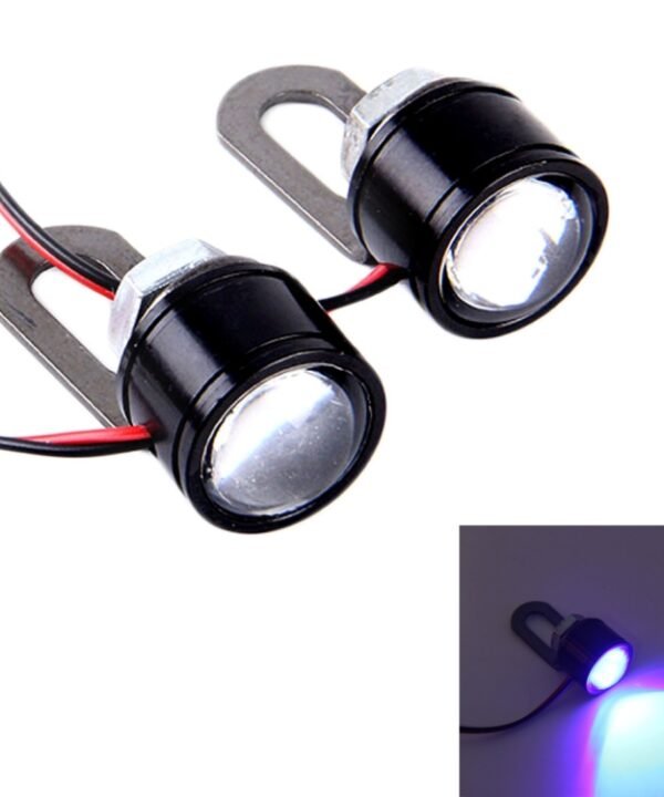 2 PCS 12V 3W  Blue Light Eagle Eyes LED Strobe Light For Motorcycle ，Wire Length: 90cm