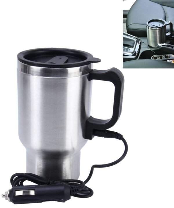 Stainless Steel Electric Smart Mug 12V Car Electric Kettle Heated Mug Car Coffee Cup With Charger Cigarette Lighter Heating Cup Kettle Vacuum Insulated Water Heater Mug