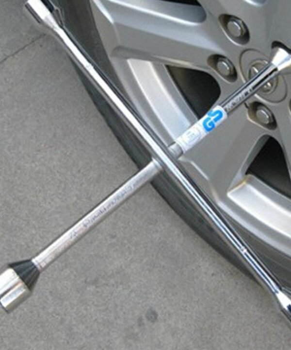 Compact Universal Tire Iron Lug Wrench with 17mm 19mm 21mm 23mm Socket Adapters