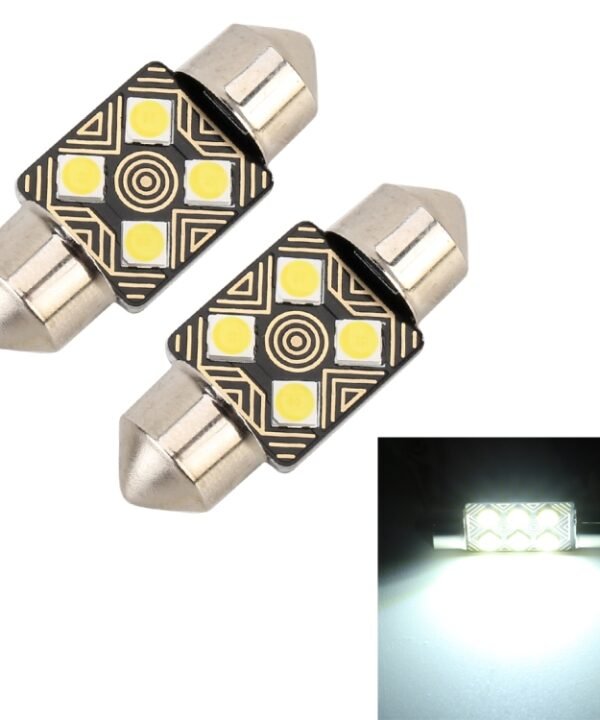 2 PCS 31mm DC12V / 1.5W / 6000K / 110LM 4LEDs SMD-3030 Car Reading Lamp Dome Light, with Decoder