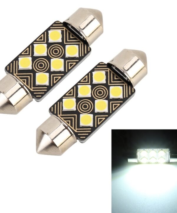 2 PCS 36mm DC12V / 1.5W / 6000K / 110LM 6LEDs SMD-3030 Car Reading Lamp Dome Light, with Decoder