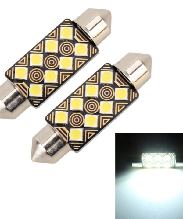 2 PCS 39mm DC12V / 1.5W / 6000K / 110LM 8LEDs SMD-3030 Car Reading Lamp Dome Light, with Decoder