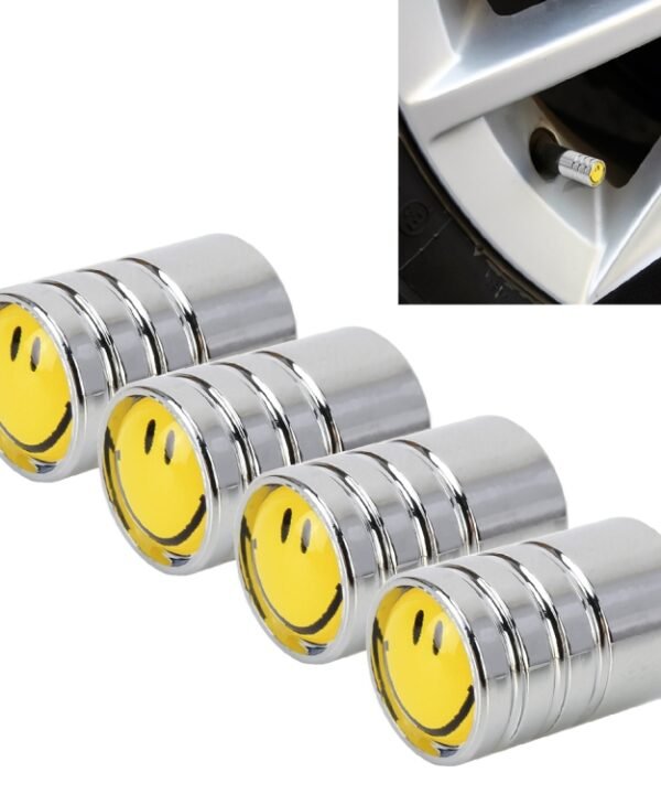 4 PCS Smile Pattern Gas Cap Mouthpiece Cover Gas Cap Tire Cap Car Motor Bicycle Tire Valve Caps