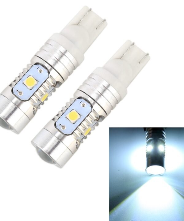 2 PCS T10 / W5W / 168 / 194 DC12V / 4.5W / 6000K / 360LM 6LEDs SMD-3030 Car Clearance Light, with Projector Lens Light, 6LEDs SMD-3030 , with Projector Lens Light