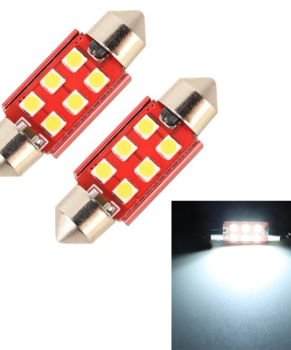 2 PCS 36mm DC12V / 2.2W / 6000K / 180LM 6LEDs SMD-3030 Car Reading Lamp, 36mm