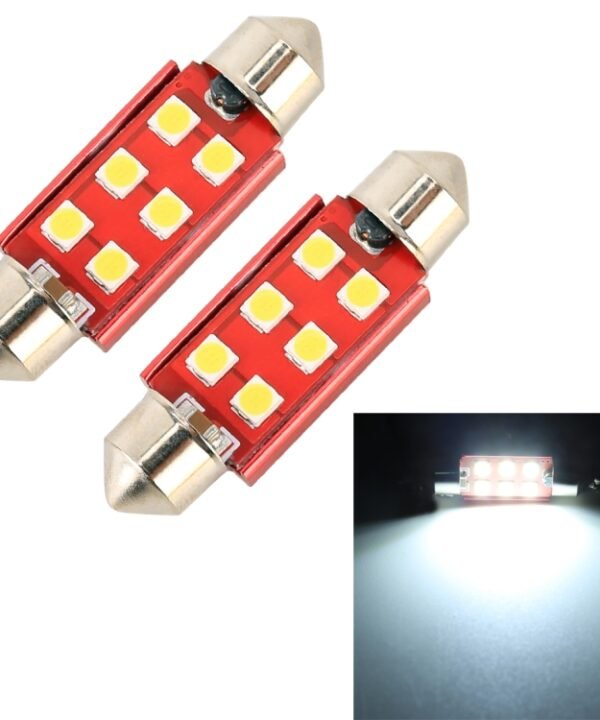 2 PCS 39mm DC12V / 2.2W / 6000K / 130LM 6LEDs SMD-3030 Car Reading Lamp, 39mm