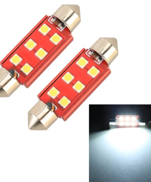 2 PCS 41mm DC12V / 2.2W / 6000K / 130LM 6LEDs SMD-3030 Car Reading Lamp, 41mm