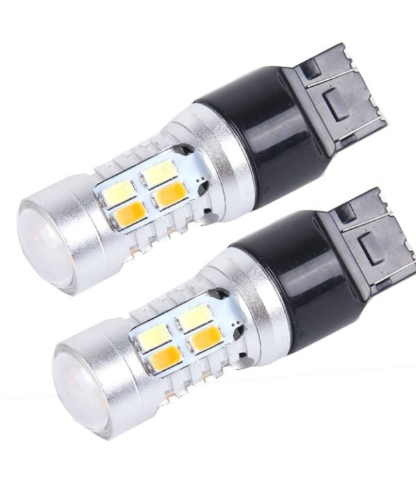 2 PCS T20/7443 10W 1000 LM 6000K White + Yellow Light Turn Signal Light with 20 SMD-5730-LED Lamps And Len. DC 12-24V