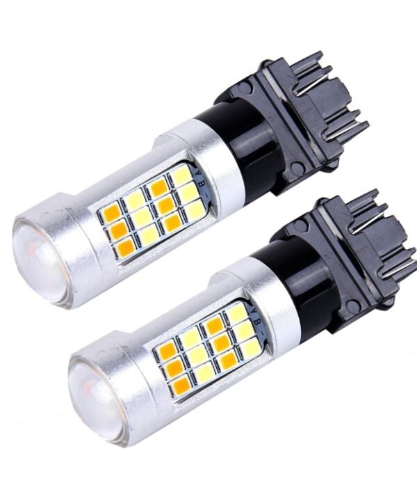 2 PCS T25/3157 10W 1000 LM 6000K White + Yellow Light Turn Signal Light with 42 SMD-2835-LED Lamps And Len. DC 12-24V