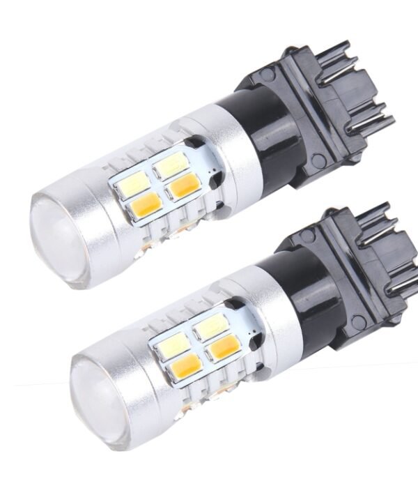 2 PCS T25/3157 10W 1000 LM 6000K White + Yellow Light Turn Signal Light with 20 SMD-5730-LED Lamps And Len. DC 12-24V