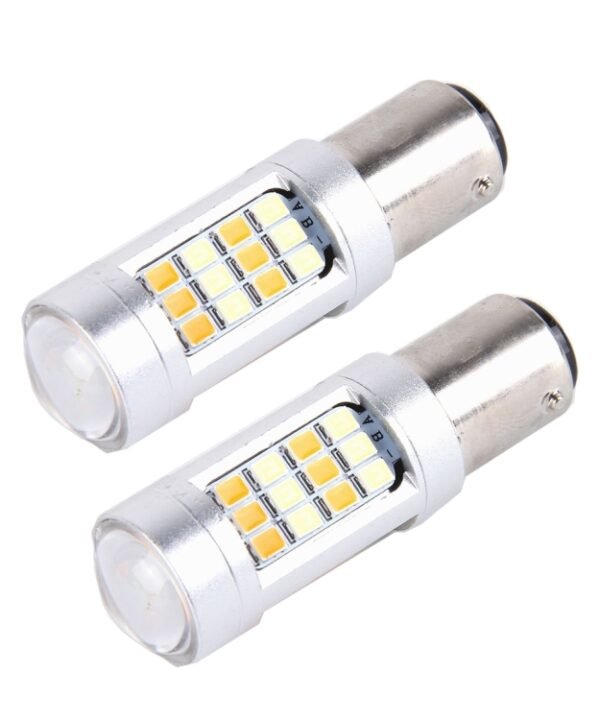 2 PCS 1157 10W 1000 LM 6000K White + Yellow Light Turn Signal Light with 42 SMD-2835-LED Lamps And Len. DC 12-24V