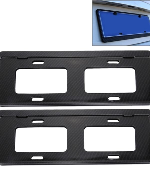 2 PCS Car License Plate Carbon Fiber Bracket Frame Holder Stand Mount(Black)