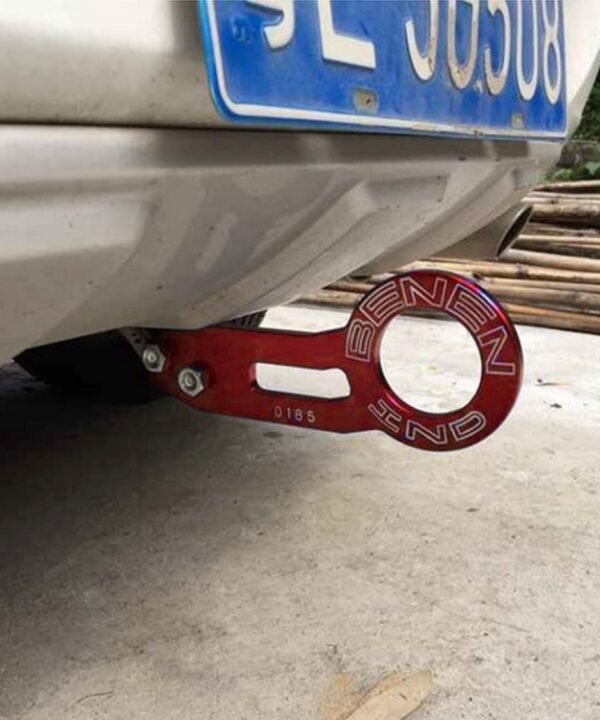 Benen Aluminum Alloy Rear Tow Towing Hook Trailer Ring for Universal Car Auto with Two Screw Holes, Red, Silver, Blue, Black, Gold, Purple