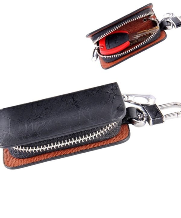 Universal Leather Roots Texture Waist Hanging Zipper Wallets Key Holder Bag (No Include Key)