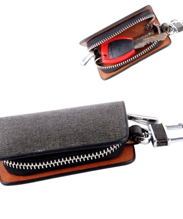 Universal Leather Knead Skin Texture Waist Hanging Zipper Wallets Key Holder Bag (No Include Key)