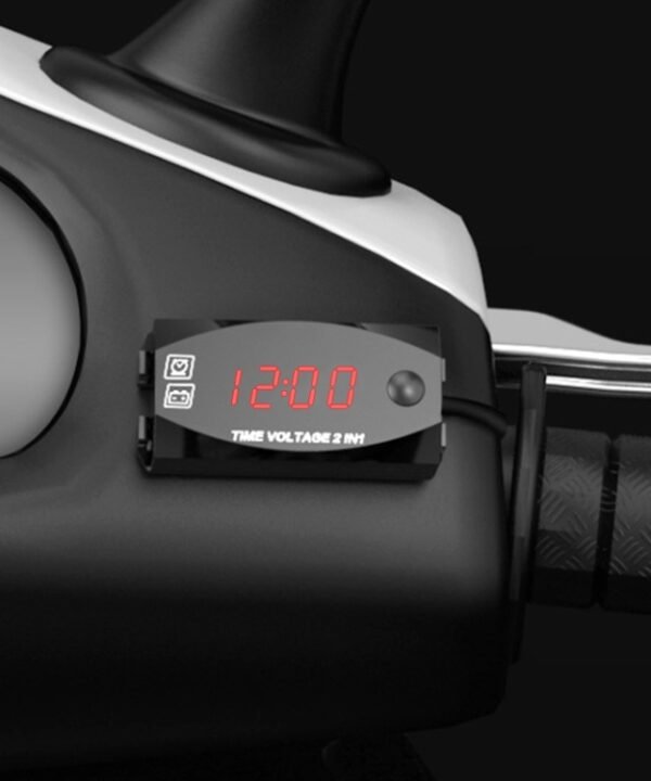 Motorcycle Multi-functional 2 in 1 Digital Display Voltmeter + Electronic Clock, 6-30V IP67