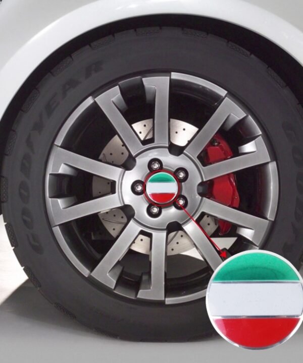 4 PCS Italy Flag Metal Car Sticker Wheel Hub Caps Centre Cover Decoration