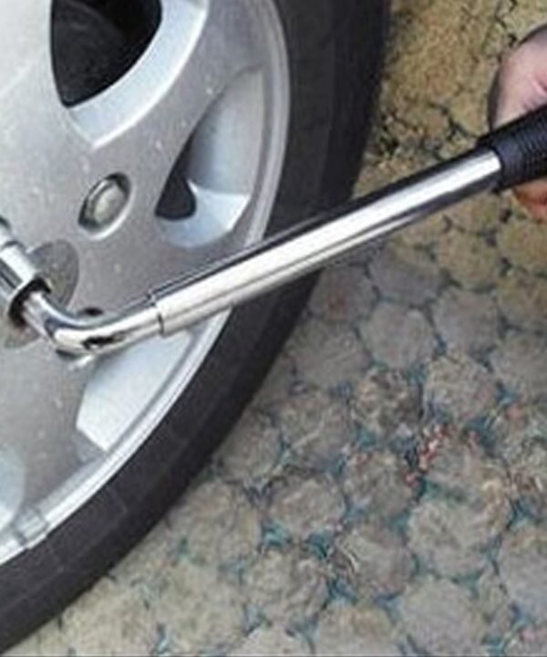 Telescoping Wheel Lug Wrench with Reversible 17mm & 19mm, 21mm & 23mm Socket Adapters And Extended Nonslip Handle from 14.4 inch to 20.5 inch