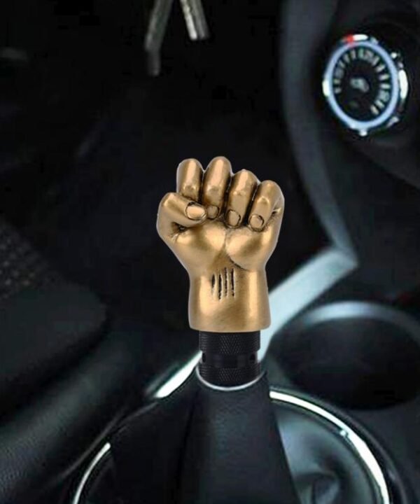 Universal Fist Shape Aluminum Manual or Automatic Gear Shift Knob Compatible with Three Rubber Covers Fit for All Car, Gold, Silver