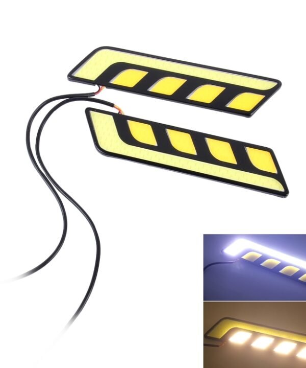 2 PCS DC 12V 10W 800LM 5500K Car DRL Daytime Running Lights Lamp,Cable Length:25cm(White Light + Yellow Light), Multi-Color+10W 800LM/5500K