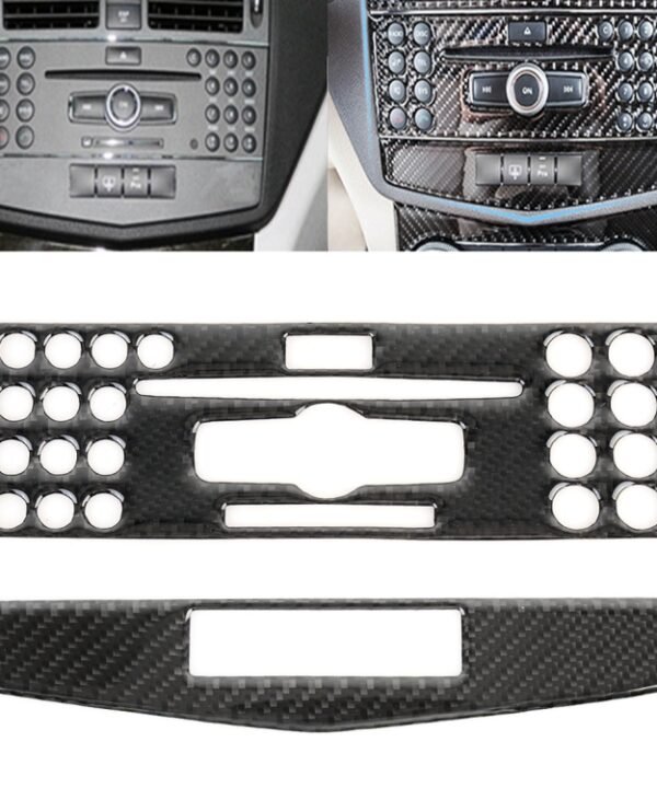 2 PCS Car CD Adjustment Frame Carbon Fiber Decorative Sticker for Mercedes-Benz W204 2007-2010