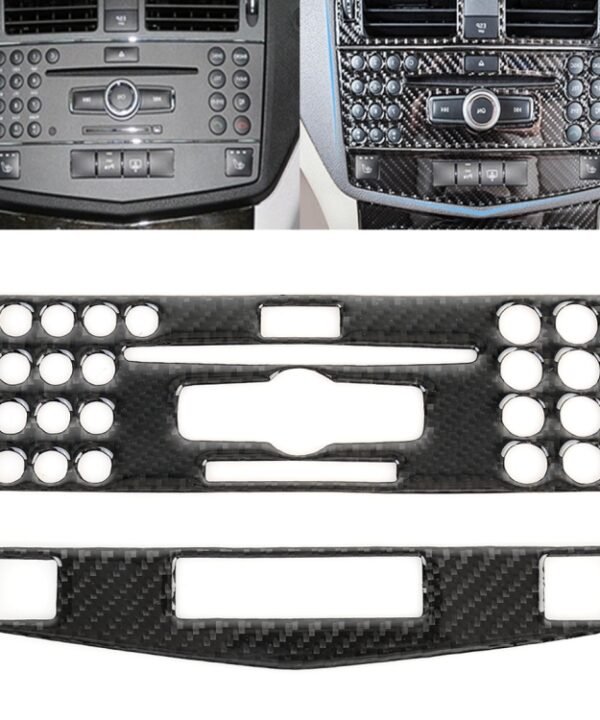 2 PCS Car CD Adjustment Frame Carbon Fiber Decorative Sticker for Mercedes-Benz W204 2007-2010, Right Driving