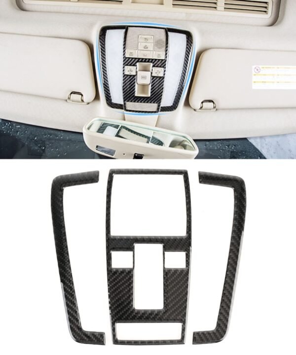 3 PCS Car Front Dome Light Panel Carbon Fiber Decorative Sticker for Mercedes-Benz W204 2007-2013