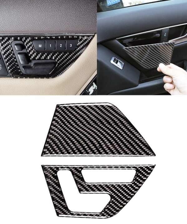 2 PCS Car Front Door Seat Adjustment Frame Carbon Fiber Decorative Sticker for Mercedes-Benz W204 2007-2013