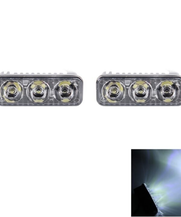 2 PCS DC 12V 6W 400 LM 6000K Tri Circular Car DRL Daytime Running White Lights Lamp, Cable Length: 50cm