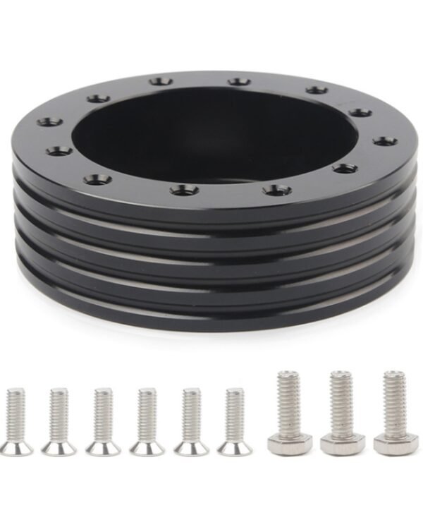 Car Hub for 6-Hole to 3-Hole Steering Wheel Adapter Boss Kit Steering Wheel Spacer Bolts, Adapter (Black), Adapter (Silver)