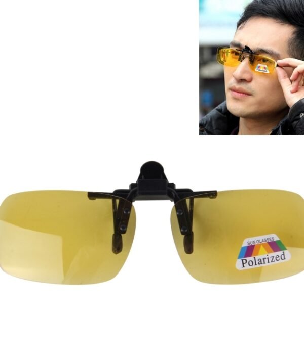Polarized Clip-on Flip Up Plastic Clip Sunglasses Lenses Glasses Unbreakable Driving Fishing Outdoor Sport, Yellow, Brown, Dark Green