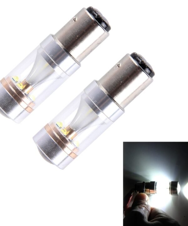 2 PCS 1157/BAY15D 30W 350 LM 6000K White Light 6 LED Canbus Car Brake Light Bulb, DC 12V