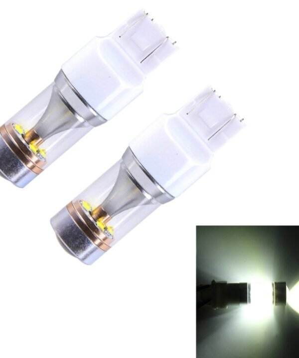 2 PCS T20/7443 350 LM 6000K Dual Wires 30W White Light 6 LED Canbus Car Brake Light Bulb, DC 12V