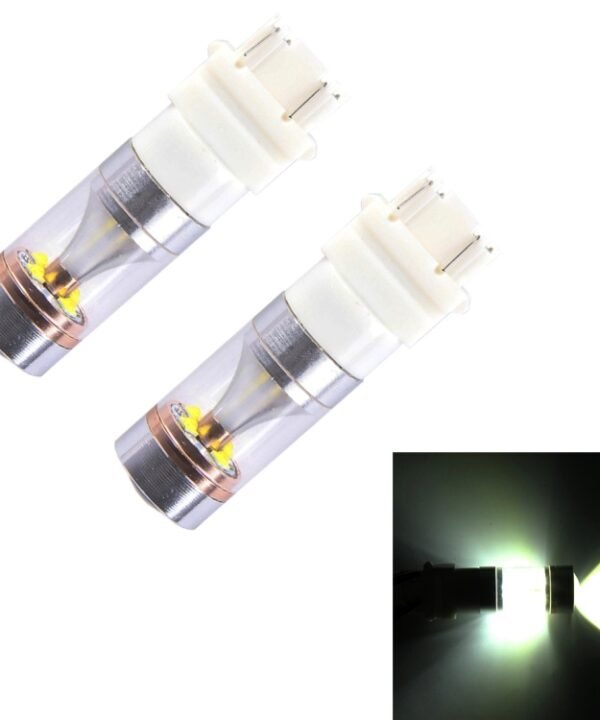 2 PCS T25/3157 Dual Wires 2300 LM 6000K 30W White Light 6 LED Canbus Car Brake Light Bulb, DC 12V