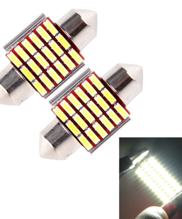 2 PCS DC 12V 6W 41MM Bicuspid Car Door Lamps Registration Mark light Dashboard Dome Door Lights LED Reading Lamp with 33 LED SMD 3014 Lights White