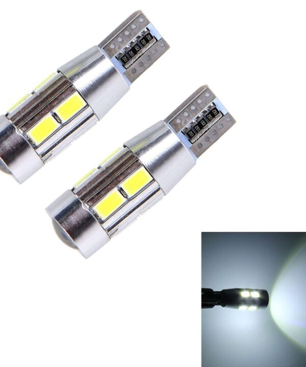 2 PCS T10 6W 10 SMD 5630 LED Error-Free Canbus Car Clearance Lights Lamp, DC 12V, 5630-10smd LED, 10 SMD 5630 LEDs, T10+6W Green Light