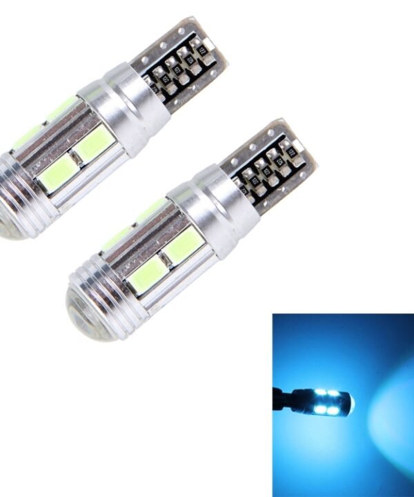 2PCS T10 6W Ice Blue Light 10 SMD 5630 LED Error-Free Canbus Car Clearance Lights Lamp, DC 12V