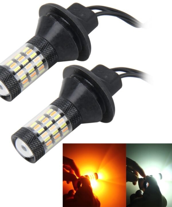 2 PCS 7440 5W 450LM 60LEDs DC 12V SMD-4014 Car Auto Brake Light Turn Signal Lights Car Source Set(White Light+Yellow Light), Cable Length: 40cm