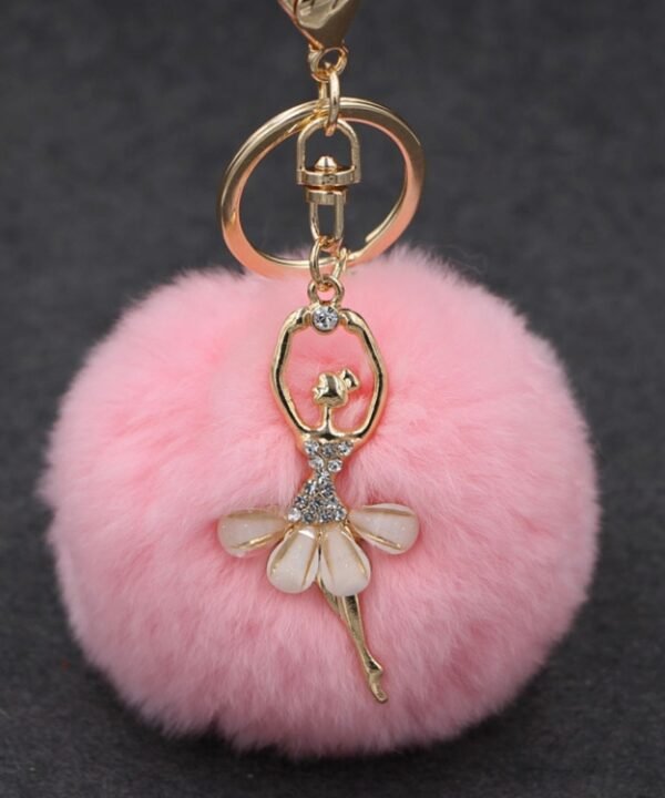 Ballet Golden Keychain Key Holder Key Chains Rings Holder Rex Rabbit Car Bag Pendant Fashion Bag Ornaments Pendant, Random Color Delivery