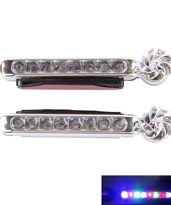 2 PCS 2W 8 Colorful LED Bulbs Wind Powered Decorative Car Lights, Colorful Light+2W