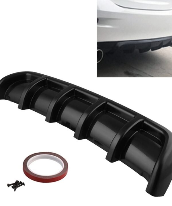 Universal Car Rear Bumper Lip Diffuser 6 Shark Fin Style Black ABS, Size: 67cm