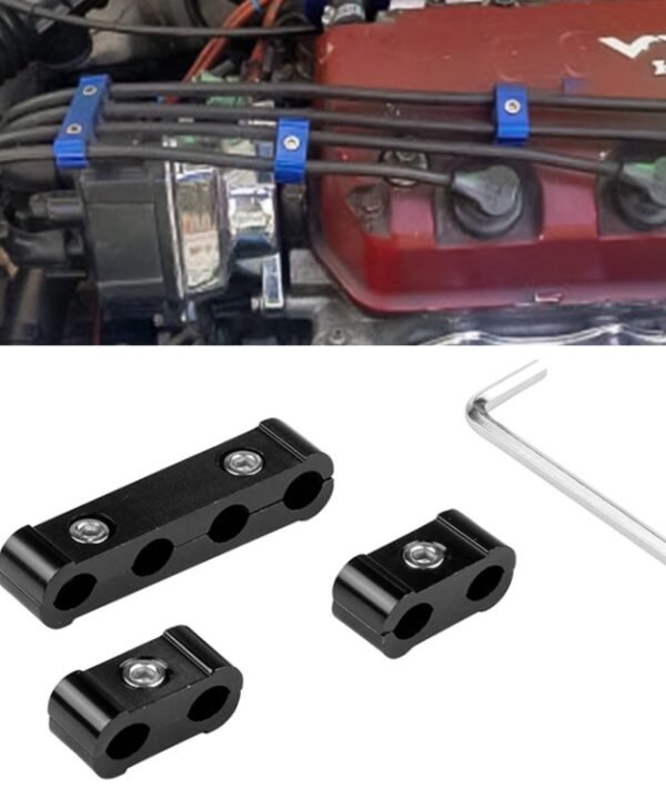 3 PCS Aluminum Engine Spark Plug Wire Separator Divider Organizer Clamp Kit